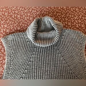 Tribal Women's Black and White Cowl Neck Pullover Sweater Vest